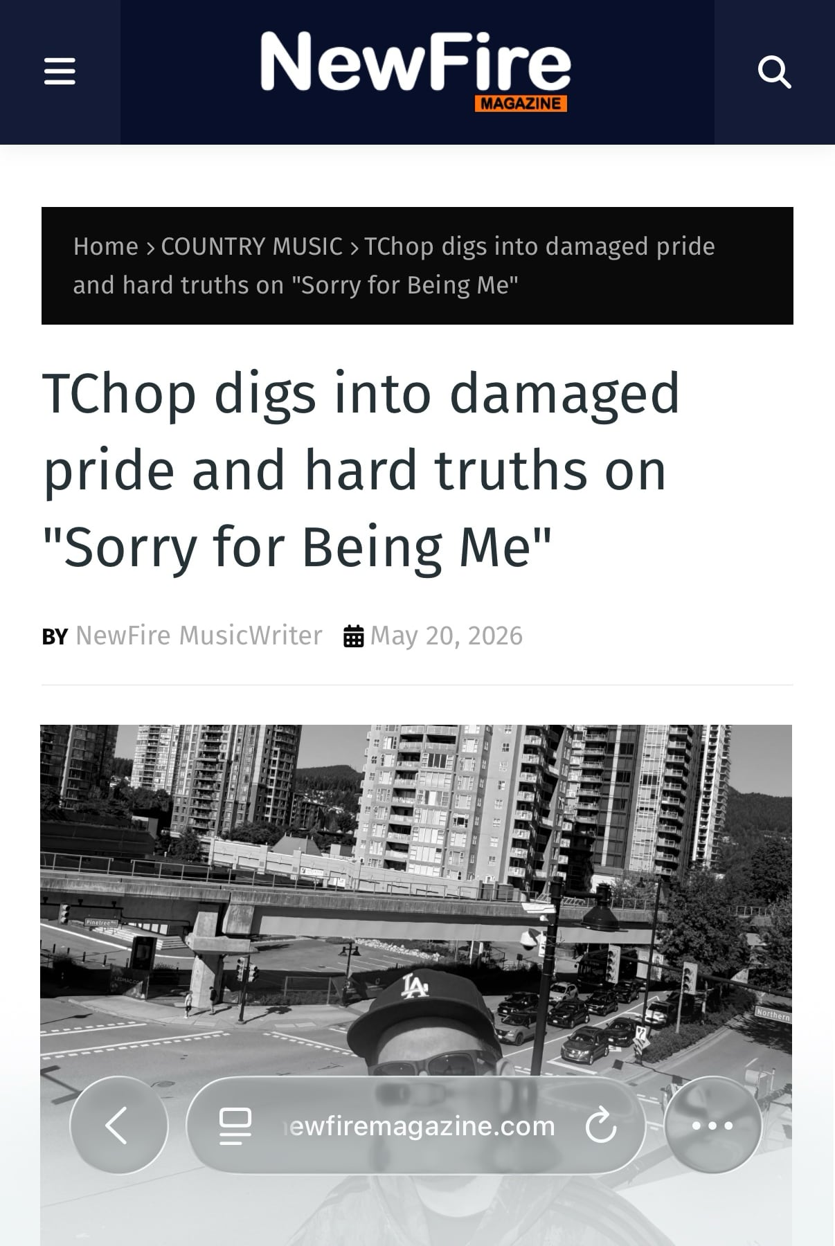 NewFire Magazine Covers “Sorry for Being Me”